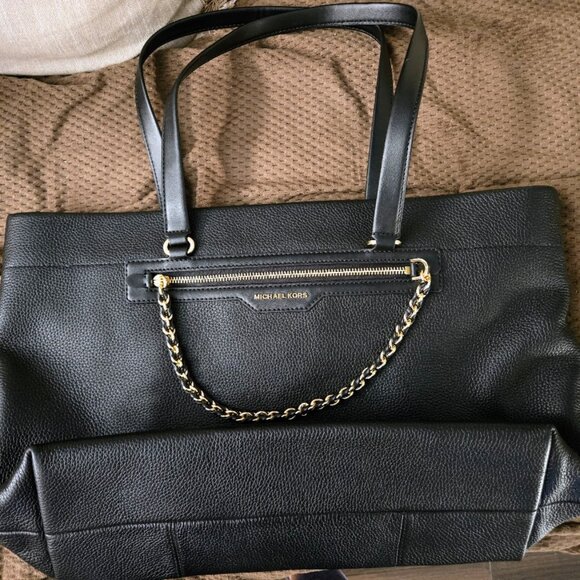 Michael Kors Slater Large Black Leather Tote - Picture 1 of 7